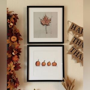 Two Fall Prints Matted and Framed with Glass